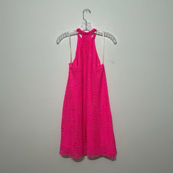 Lilly Pulitzer Hot Pink Lace Halter Top Mini Tent Dress Womens Size XS - Picture 9 of 9